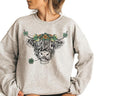 St Patricks Day Sweatshirt, Highland Cow Shirt, Clover Sweatshirt, St Pattys Day Sweater, Irish Gifts, Irish Cow Tshirt,...