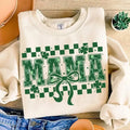 St Patricks Day tshirt-sweatshirt-hoodie, Mama St Patricks sweatshirt, Mama Varsity Shamrock Coquette, Coquette Bow...