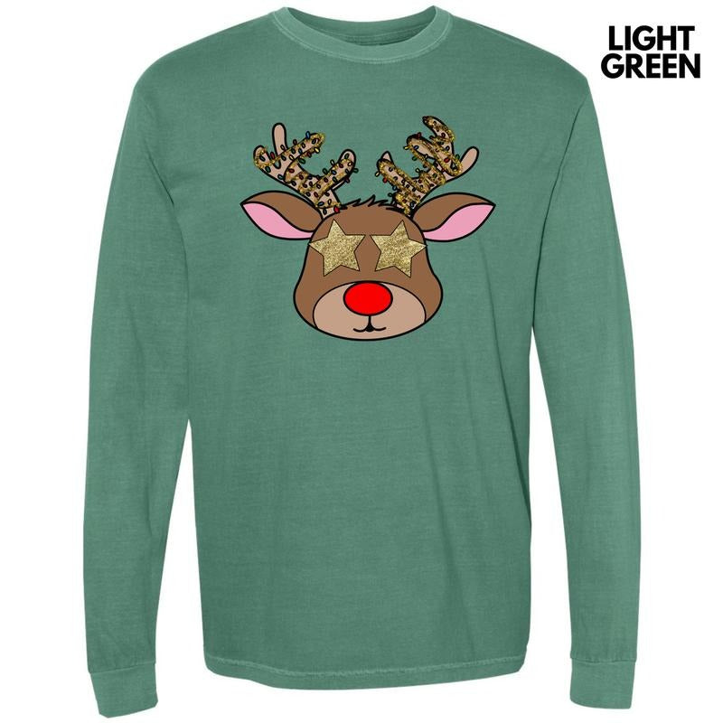Star Eye Reindeer Long Sleeve Comfort Colors T-Shirt 'NLB' Hoodie, Sweatshirt | GrindPrints.com