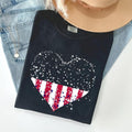 Star Hearts, Red White Blue, Patriotic, 4th of July Tshirt, Women's Crew Neck, Crewneck Hoodie, Sweatshirt | GrindPrints.com