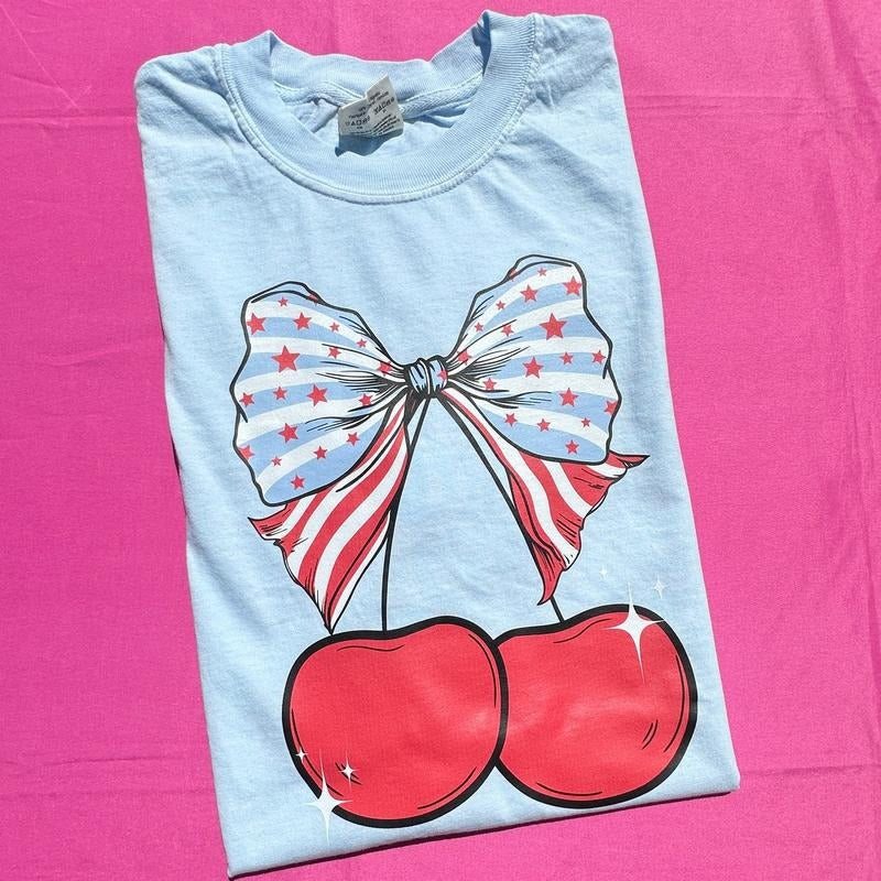 Star Spangled Cherry Coquette Comfort Colors T-Shirt 'NLB' Hoodie, Sweatshirt | GrindPrints.com