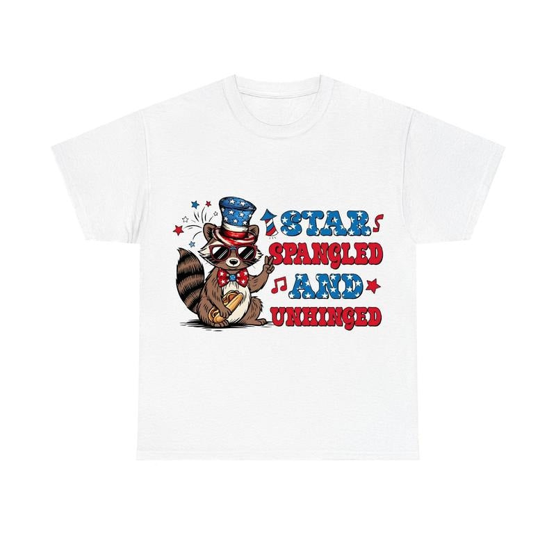 Star Spangled and Unhinged  Patriotic Raccoon 4th of July Shirt Hoodie, Sweatshirt | GrindPrints.com
