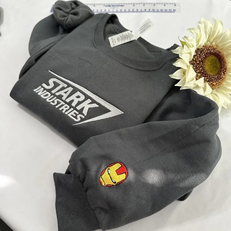 Stark Industries Embroidered sweatshirt; Cotton Casual embroidered crewneck T-Shirts, Hoodie | GrindPrints.com