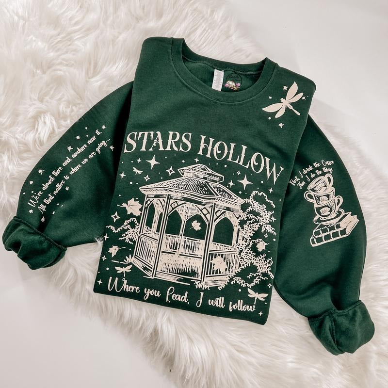 Stars Hallow Sweatshirt or Hoodie with sleeve prints Womenswear  Comfy Tops Sweaters T-Shirts | GrindPrints.com