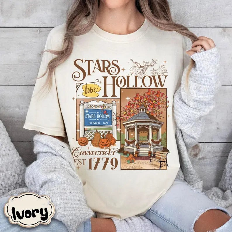 Stars Hollow Shirt Lukes Diner Shirt Gilmore Girl Eras Retro Stars Hollow Dragonfly Inn Fall Shirt T-Shirts, Hoodie, Sweatshirt