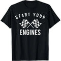 Start your engines checkered flag Retro Racing Cheer T-Shirt Made in USA Hoodie, Sweatshirt | GrindPrints.com
