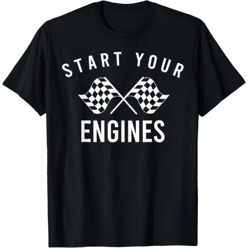 Start your engines checkered flag Retro Racing Cheer T-Shirt Made in USA Hoodie, Sweatshirt | GrindPrints.com