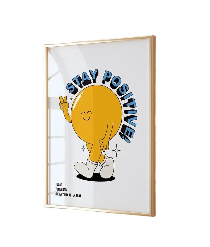 Stay Positive Retro Quote Prints Wall Art, Vintage Art Wall Print, Trendy Retro Art Poster, Stay Positive Art Wall...