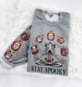 Stay Spooky Halloween Horror Skeleton Sweatshirt or Hoodie with sleeve prints Comfy Unisex Tops T-Shirts | GrindPrints.com