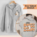 Stay Spooky Sweatshirt for Fall, Cute Ghost Halloween Zip Up Hoodie, Front and Back Design with Two Color Options,  Fall...