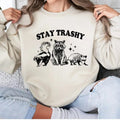 Stay Trashy Funny Meme Graphic Sweatshirt, Retro Unisex Adult Sweatshirt, Vintage Raccoon Opossum Skunk Sweatshirt,...
