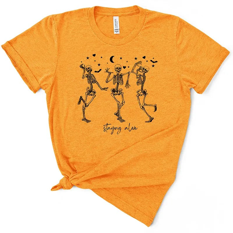 Staying Alive Funny Skeleton Halloween TShirt Hoodie, Sweatshirt | GrindPrints.com