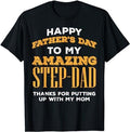 Stepdad T Shirt, Gifts For Stepdad, Happy Fathers Day Amazing Step Dad Thanks Stepdad Bonus Dad T-Shirt Menswear Casual...