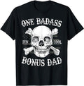 Stepdad T Shirt, Gifts For Stepdad, One Badass Bonus Dad Birthday Father's Day Stepdad  T-Shirt Menswear Casual Cotton...