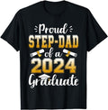 Stepdad T Shirt, Gifts For Stepdad, Proud Step Dad Of A Class Of 2024 Graduate Senior Graduation T-Shirt, Father's Day...