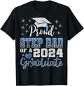 Stepdad Stepdad Super Proud Step Dad 2024 Graduate Awesome Family College Blue Menswear Casual Cotton Top Basic T-Shirts, Hoodie, Sweatshirt