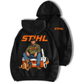 Stihl Trump Hoodie , Camo Workwear Sweater, Trump with Chainsaw Graphic Tee Sweatshirt | GrindPrints.com