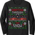 Stock Car Racing Race Fan Ugly Christmas Sweater Party Long Sleeve T-Shirt Hoodie, Sweatshirt | GrindPrints.com