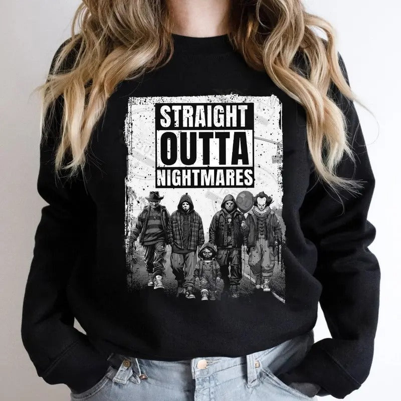 Straight Outta Nightmares Halloween Horror Shirt, Horror Movie Character Shirt, Scary Movie Shirt, Halloween shirt,...