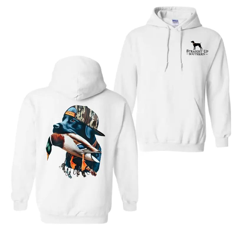 Straight Up Southern Dog Graphic 2 Sided Hoodie T-Shirt, For Men And Women, Trendy Hoodie Sweatshirt | GrindPrints.com