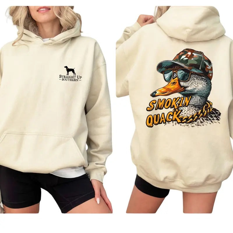 Straight Up Southern T-shirt Sweatshirt Hoodie , Fun and Quirky , Smokin Quack Hoodie , Fun And Bold Duck Graphic Design...