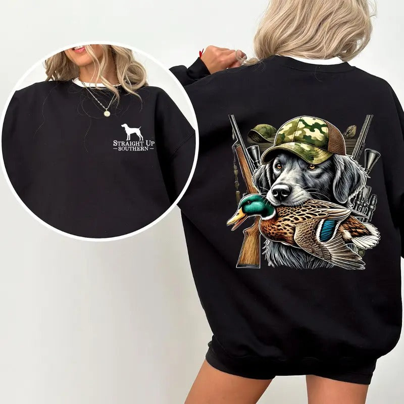 Straight Up Southern Tshirt Hunting Dog Collection Duck Shirt 2 Side Tee Sweatshirt Hoodie | GrindPrints.com