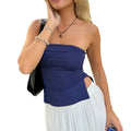 Strapless Tube Tops for Women Backless Going Out Bandeau Top Sexy Trendy Off Shoulder Side Split Summer Tops Y2k Crop...