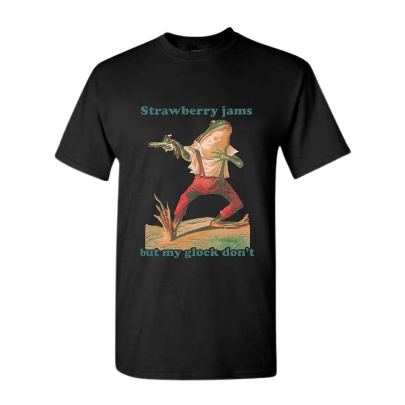 Strawberry Jams But My Glock Don't Shirt Comfort Colors Funny T-shirt Full Color, Full Size Classic Cotton Hoodie, Sweatshirt