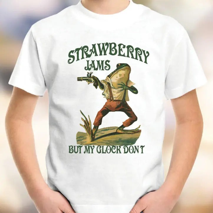 Strawberry Jams But My Glock Don't Shirt , Comfort Colors Funny Frog Shirt, Funny Meme Shirt LS838 Hoodie, Sweatshirt