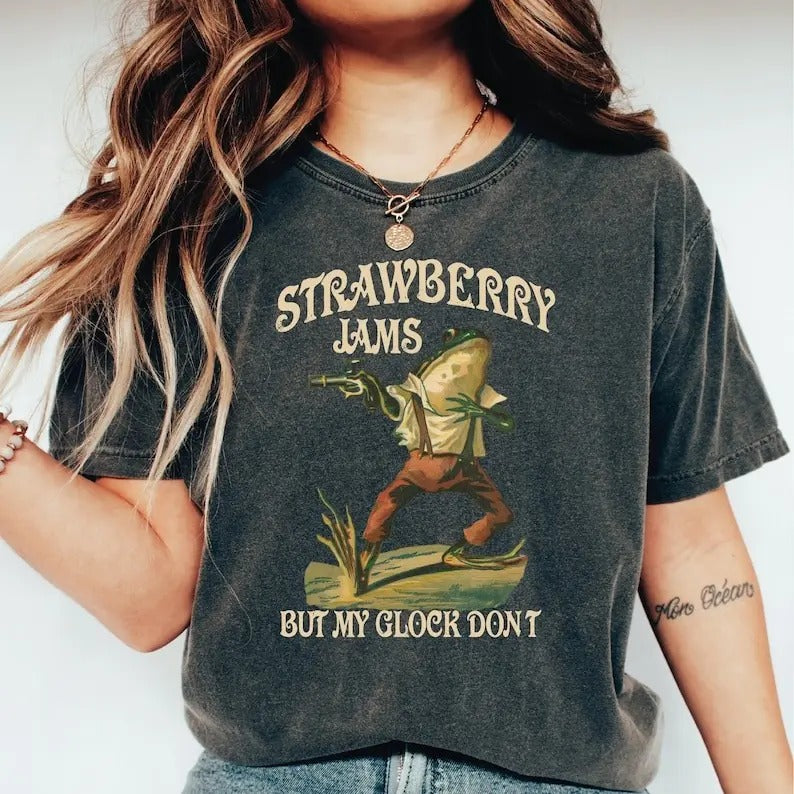 Strawberry Jams But My Glock Don't Shirt ,Funny Frog Shirt, Funny Meme Shirt LS838 Hoodie, Sweatshirt | GrindPrints.com