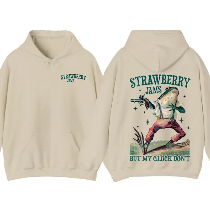 Strawberry Jams But My Glock Don't Vintage Graphic T-Shirt Sweatshirt Hoodie, For Men And Women | GrindPrints.com
