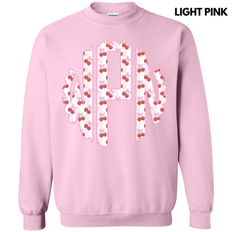 Strawberry Stripe Monogram Sweatshirt 'NLB' T-Shirts, Hoodie | GrindPrints.com