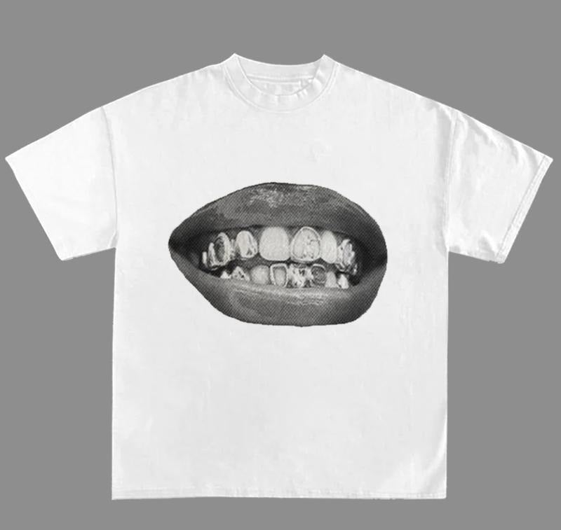 Streetwear Vibes Y2K Grill Lip Mouth Graphic Tee Retro Hoodie, Sweatshirt | GrindPrints.com