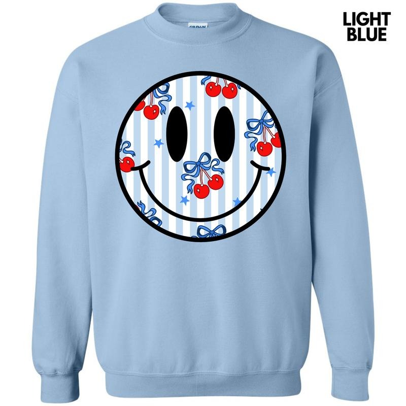 Stripe Cherry Happy Face Sweatshirt 'NLB' T-Shirts, Hoodie | GrindPrints.com
