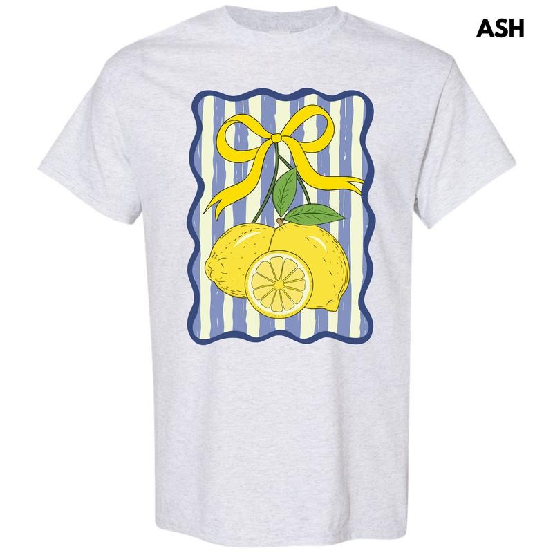 Stripe Lemon Coquette Gildan Short Sleeve T-Shirt 'NLB' Hoodie, Sweatshirt | GrindPrints.com