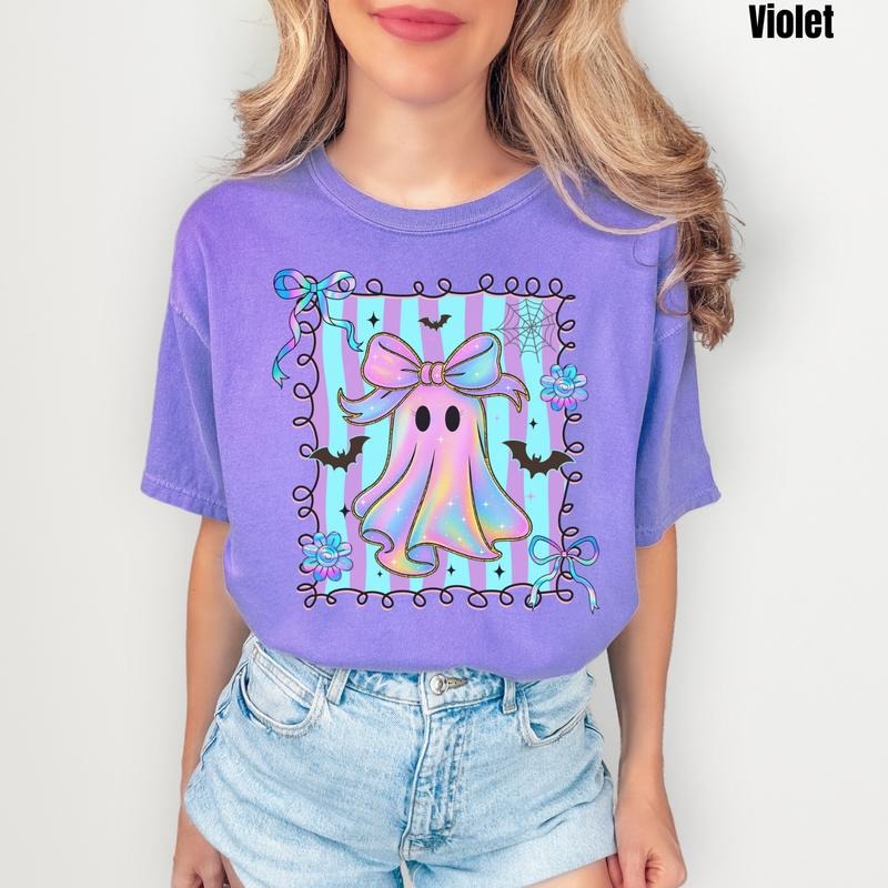 Striped Rainbow Ghost Comfort Colors T-Shirt 'NLB' Hoodie, Sweatshirt | GrindPrints.com