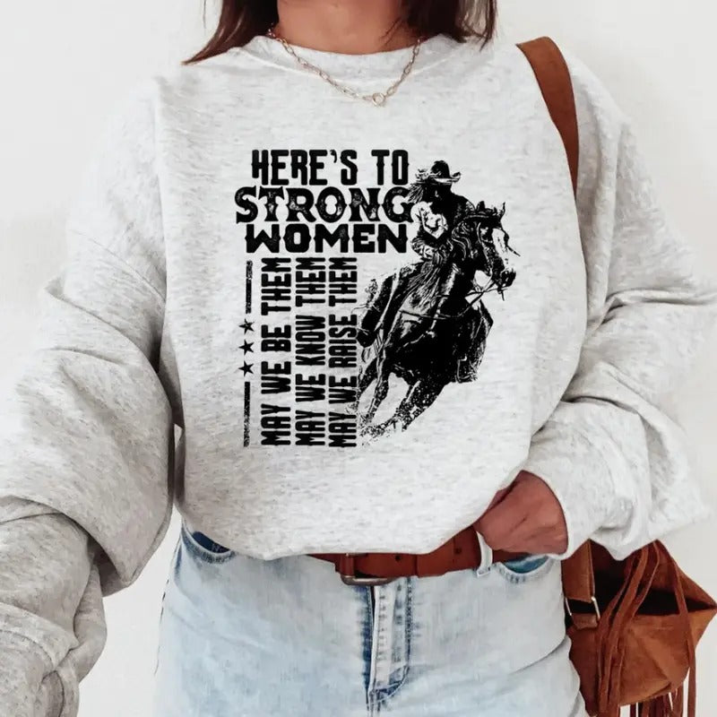 Strong Women Sweatshirt, Crewneck Graphic SweatShirt, cowgirl outfits, western outfit women, western tops, western tops,...