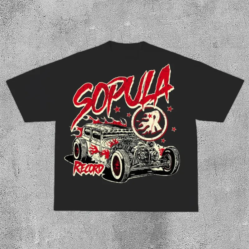 Studio Fun Flame Car Graphics Print Cotton T-Shirt Hoodie, Sweatshirt | GrindPrints.com