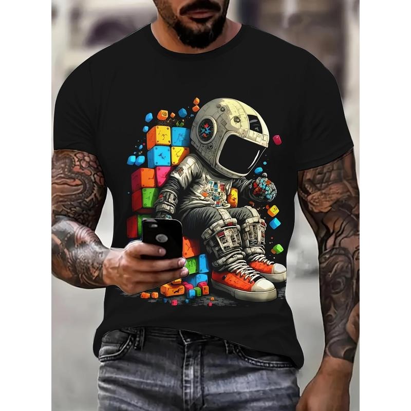 Stylish Astronaut Graphic Tee - Novelty & More Clothing - Comfortable Short Sleeve, Eye-Catching Designs, High-Quality...