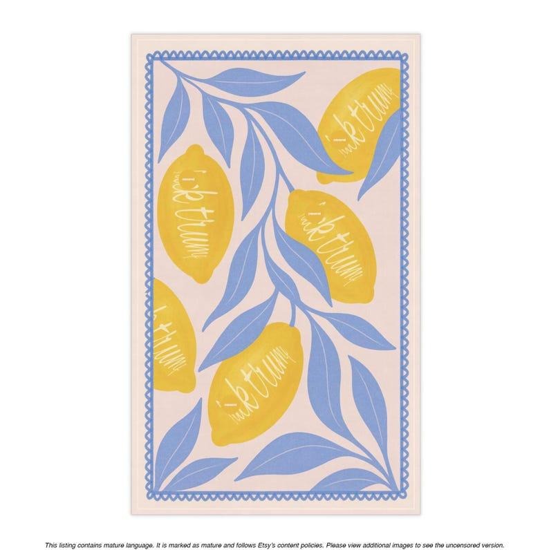 Subtle F*ck Trump Lemon Hand Towel, Funny Political Home Decor, Lemon Kitchen Towel, Home Accessory Humor, Sarcastic...
