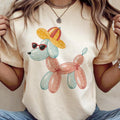 Summer Balloon Dog Graphic Tee Summertime Cute Sunglasses Balloon Dog Tshirt Casual Womens Top Lightweight Sublimation...