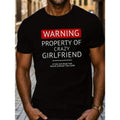 Summer Casual Short Sleeve Crew Neck Graphic T-Shirt - Crazy Girlfriend Warning Lettering Print, Slight Stretch Polyester...