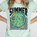 Summer Checkerboard Dancing Skeleton Graphic Tee Retro Grunge Summer Skull Tshirt Women's Casual Short Sleeve Top Hoodie,...