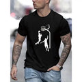 Basketball Jumping Silhouettes Print Short Sleeved T-shirt, Casual Comfy Versatile Tee Top, Men's Everyday Spring/Summer...