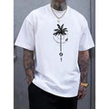Summer Essential: Men's Crew Neck Short Sleeve Coconut Tree Graphic Print Tees, Comfortable Versatile Top for Outdoor...