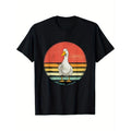 Summer Essential: Men's Fashionable Crew Neck Duck Print Short Sleeve Sports T-shirt, Comfortable and Versatile Made in...