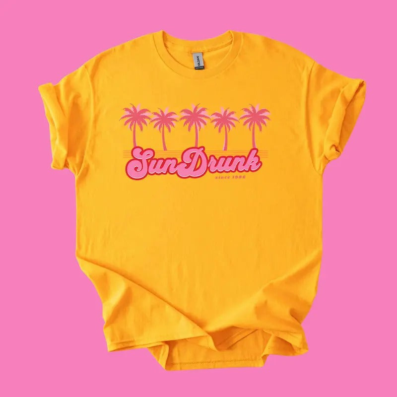 Summer Graphic Tee, Casual Women's Round Neck Tee, Trendy Summer Sun Tees, Funny Summer Tee, Retro Summer Relaxation Tee...