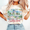 Summer Salty Soul Preppy Beach Tee, Beach vibes Brushstroke Aesthetic Summer Shirt, Trendy Summer Funny Sarcastic Gift...