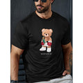 Bear Print Men's Round Neck Short Sleeve T-shirt, Simple Style Fashion Regular Fit Tee, Casual Comfortable Top for...