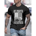 American flag print, men's crew neck short sleeve, simple style T-shirt Fashion regular version T-shirt, casual...